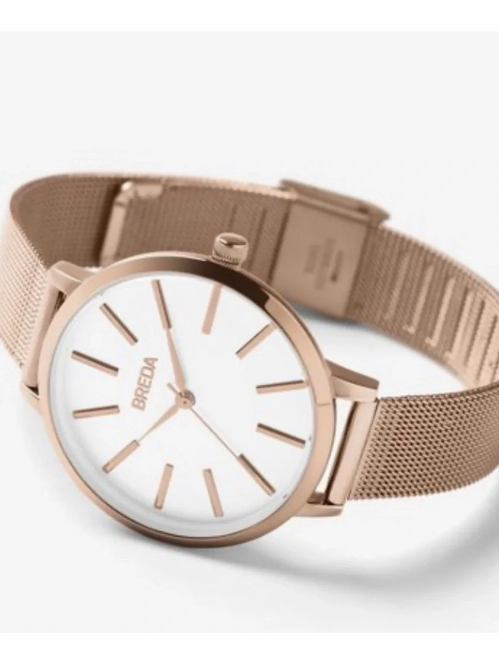 NWOT** Anthropologie BREDA Joule Mesh Watch in Rose Gold  **Needs Battery
